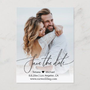 modern simple qr code couple photo save the date announcement postcard