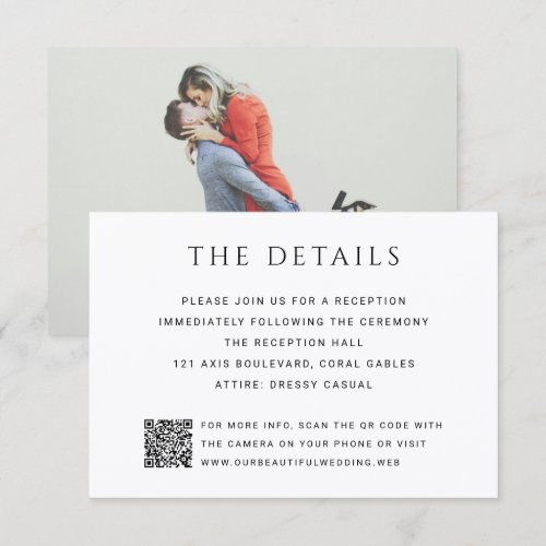 Modern Simple QR Code Photo Wedding Enclosure Card