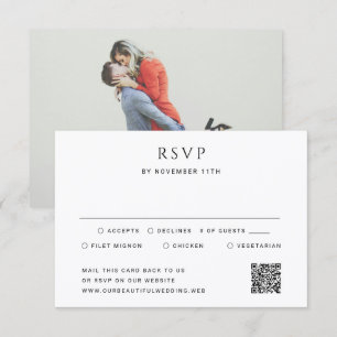 Modern Simple QR Code Photo Wedding RSVP Card