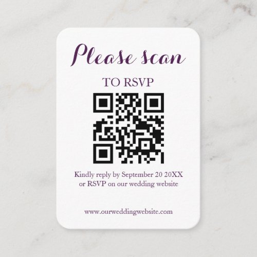 Modern Simple QR Code  RSVP Wedding Enclosure Card