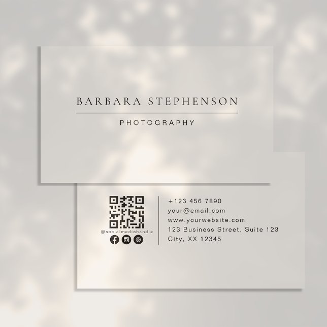 Modern, simple, qr code, social media,photography  business card (Creator Uploaded)