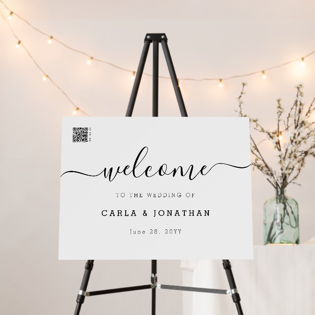 Modern Simple QR Wedding Reception Welcome Sign (In Situ (Stand))