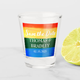 Modern Simple Rainbow LGBT Unique Gay Wedding Shot Glass