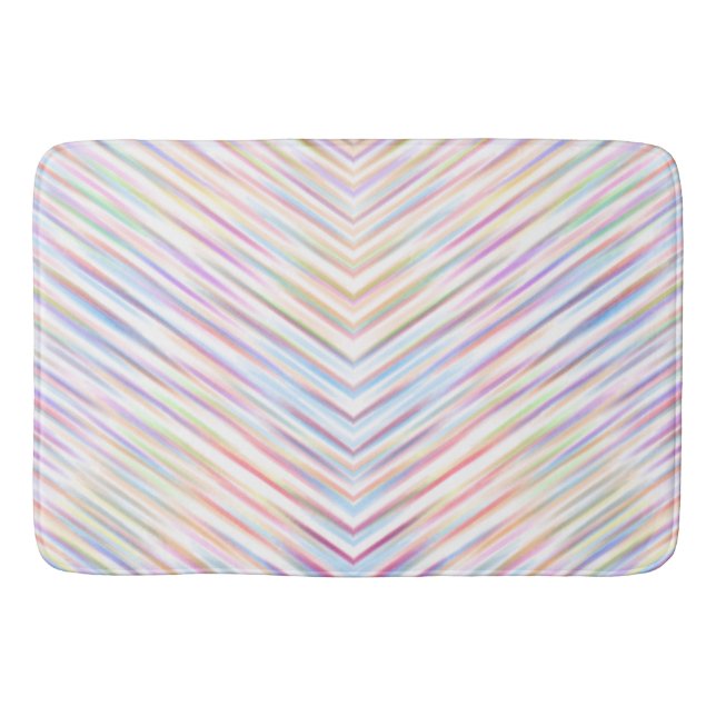 Modern Simple Rainbow line stripes Pattern  Bath Mat (Front)