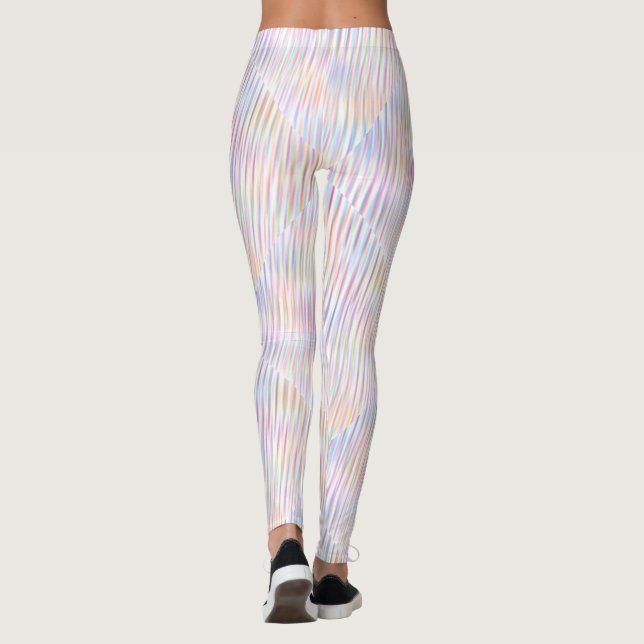Modern Simple Rainbow line stripes Pattern  Leggings (Back)