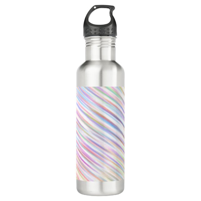 Modern Simple Rainbow line stripes Pattern  Stainless Steel Water Bottle (Front)