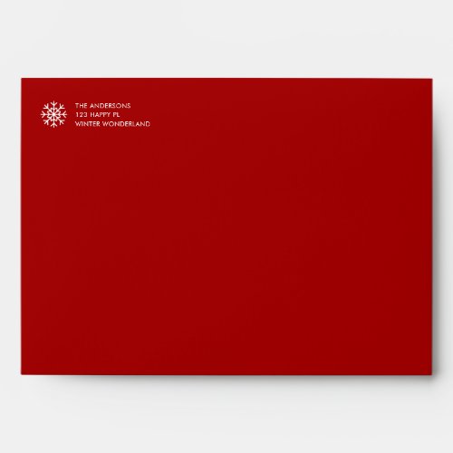 Modern Simple Red Christmas Holiday Snowflake  Envelope