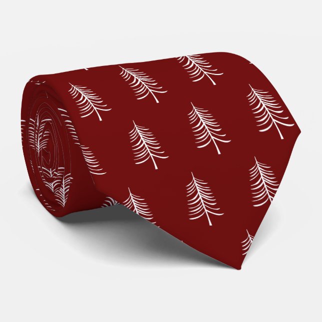 Modern Simple Red Christmas Tree Pattern Neck Tie (Rolled)