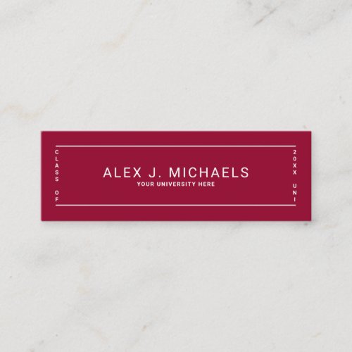 Modern simple red class of graduation name card