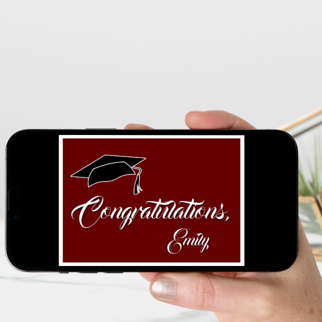 Modern Simple Red Congratulations Graduation Card (Front Digital)