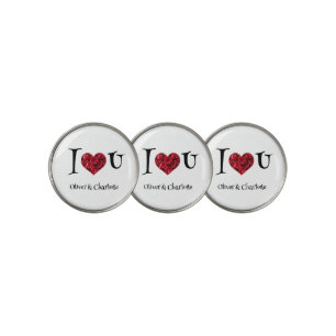 Modern Simple Red Heart Golfer Valentines Day Golf Ball Marker