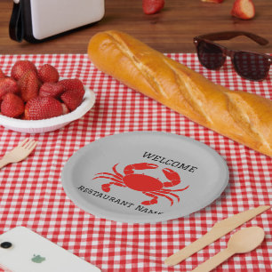 Modern Simple Red kink crab seafood fresh Paper Plates