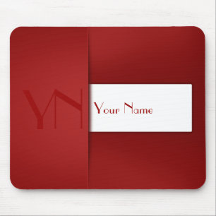 Modern Simple Red Monogram Name - Mousepad