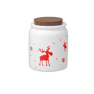 Modern Simple Red Moose Snowflakes Candy Jar