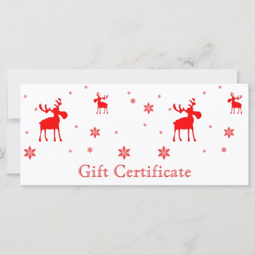 Modern Simple Red Moose Snowflakes Gift Card