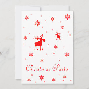 Modern Simple Red Moose Snowflakes Invitation