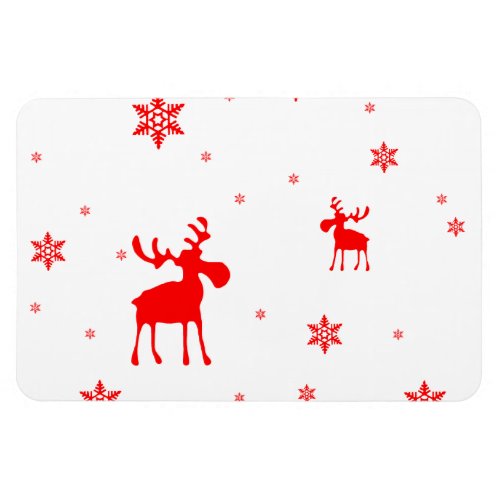 Modern Simple Red Moose Snowflakes Magnet