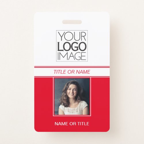 Modern Simple Red Photo Professional Name Tag Badge