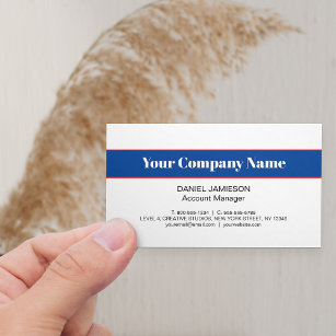 Modern Simple Red White and Blue Professional Business Card