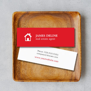 Modern Simple Red White House Realtor Mini Business Card