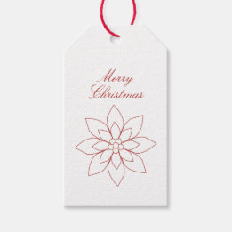 Modern Simple Red & White Merry Christmas Gift Tags