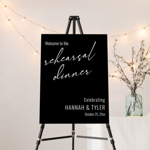 Modern Simple Rehearsal Dinner Welcome Black Foam Board