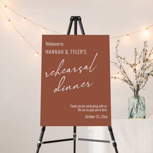 Modern Simple Rehearsal Dinner Welcome Terracotta Foam Board