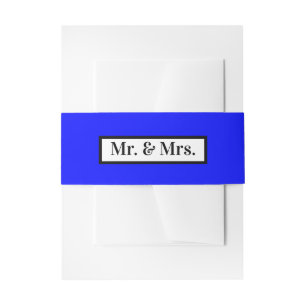 Modern Simple Retro Blue Mr + Mrs Invitation Belly Band