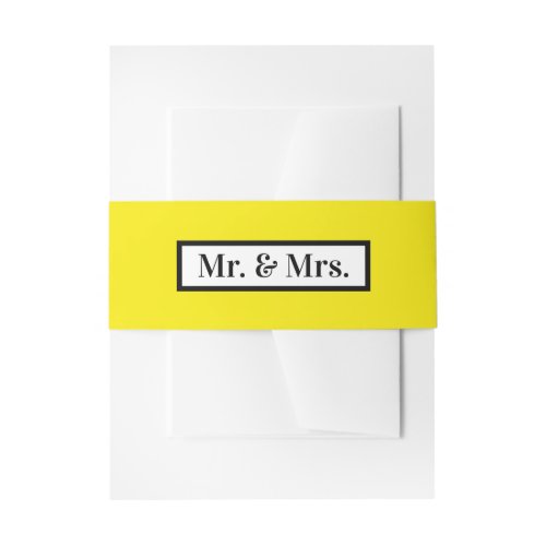 Modern Simple Retro Yellow Mr  Mrs  Invitation Belly Band