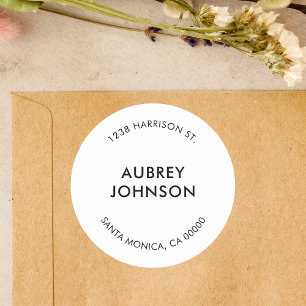Modern Simple Return Address Classic Round Sticker