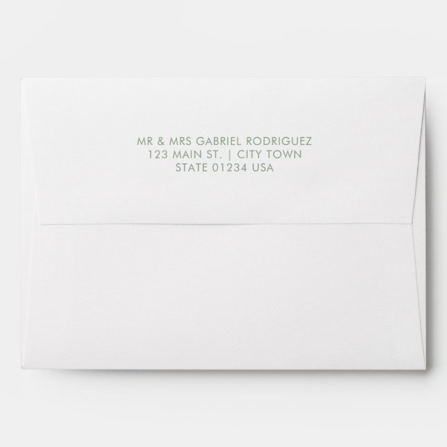 Modern Simple Return Address Sage Green Envelope (Back (Top Flap))