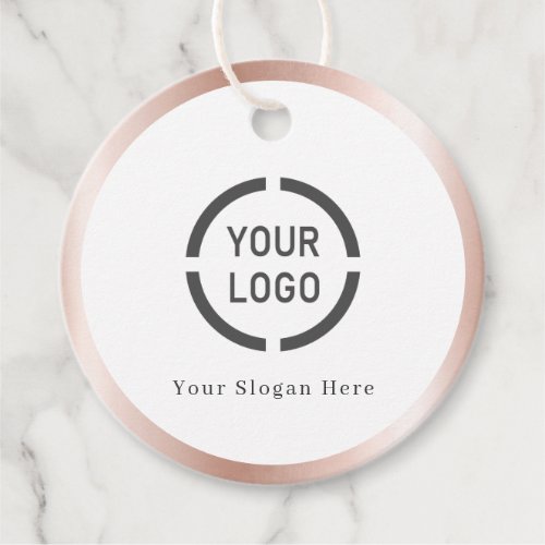 Modern simple rose gold border company logo favor tags