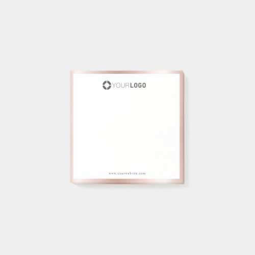 Modern simple rose gold border company logo post_it notes