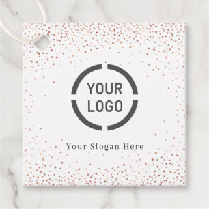 Modern simple rose gold glitter company logo favor tags