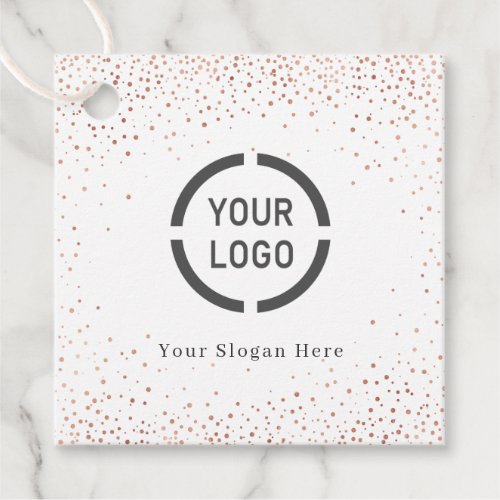 Modern simple rose gold glitter company logo favor tags