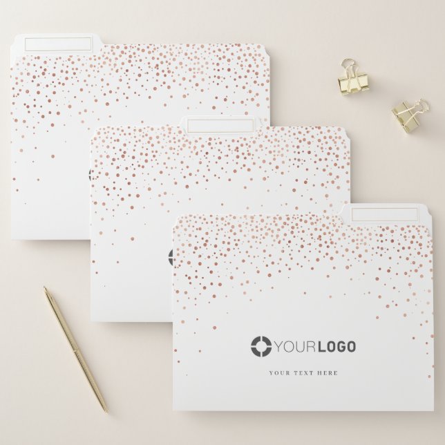 Modern simple rose gold glitter company logo file folder (Set)