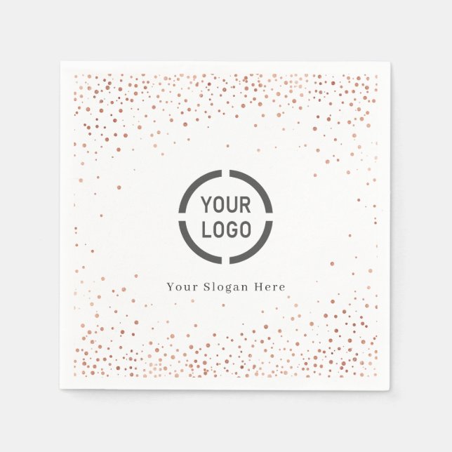 Modern simple rose gold glitter company logo napkins (Front)