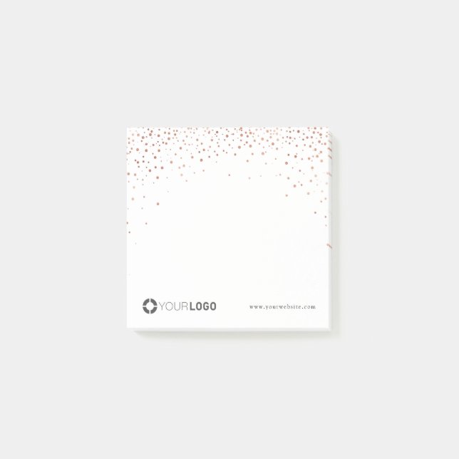 Modern simple rose gold glitter company logo post-it notes (Front)