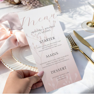 Modern Simple Rose Gold Wedding Dinner Menu