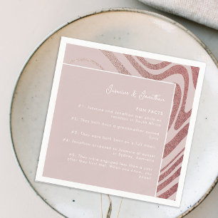 Modern Simple Rose Gold Wedding Fun Facts Pink Napkins