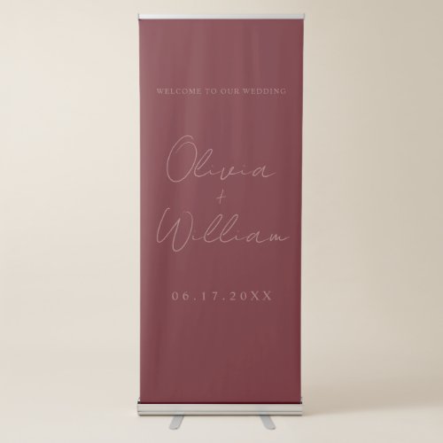 Modern Simple Rosewood Wedding Welcome Retractable Banner