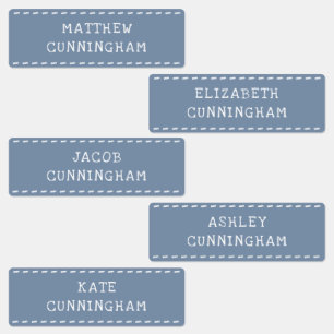 Modern Simple Rough Stitch Add Five Names Kids' Labels