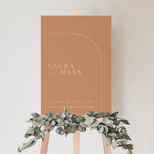 Modern Simple Rust Arch Wedding Welcome Sign