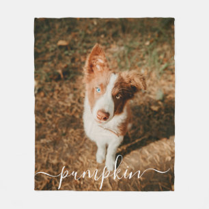 Modern Simple Rustic Chic Custom Pet Photo Fleece Blanket