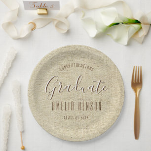 Modern Simple Rustic Graduate Graduation Party Paper Plates