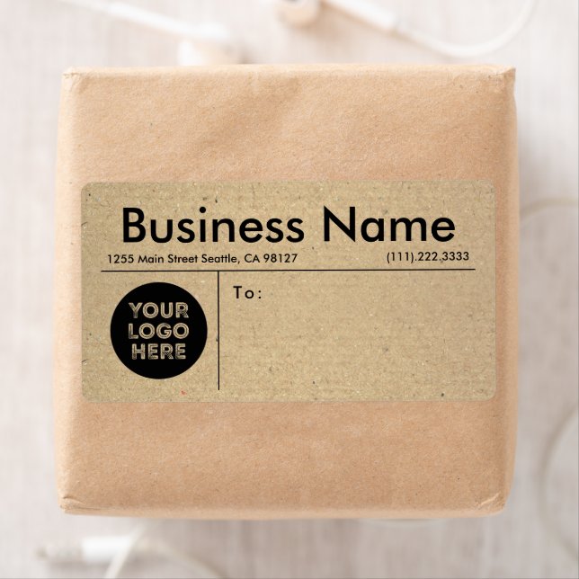 Modern Simple Rustic Kraft Business Logo Shipping Label (Insitu)