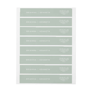 Modern Simple Sage Elegant Wedding Wrap Around Label