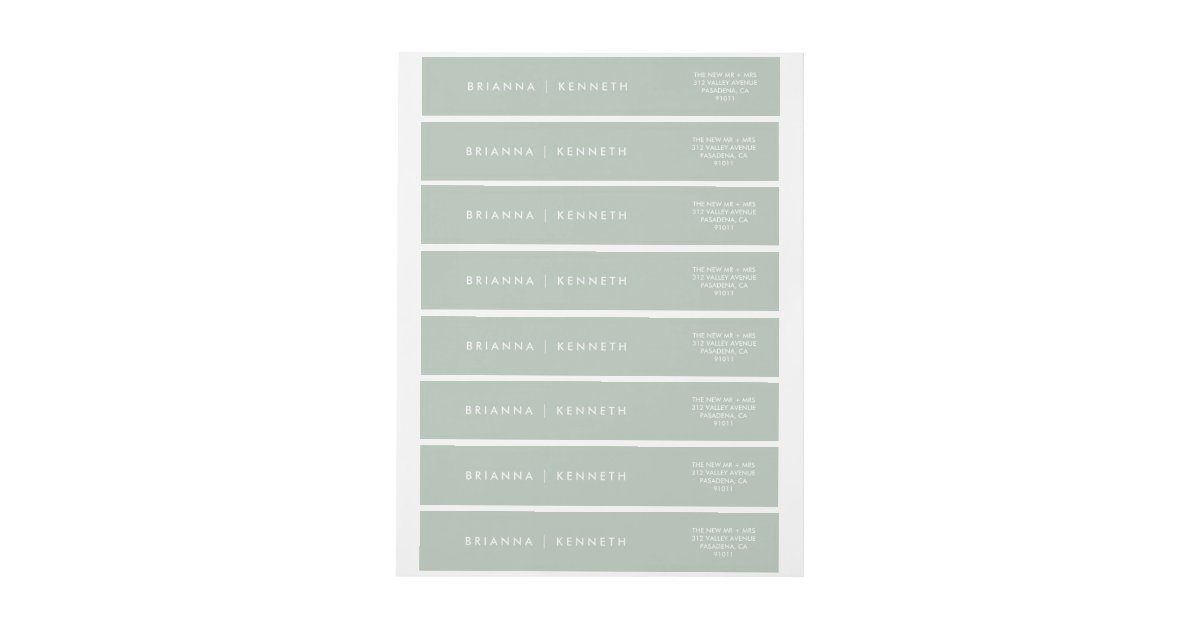 Sage Label Modern Simple Sage Elegant Wedding Wrap Around Label | Zazzle