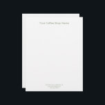 Modern Simple Sage Green Personalized Business Letterhead<br><div class="desc">Add your custom text to this business letter head stationary template. The modern stylish script on the top and the bottom of the paper is editable. This trendy sage green or eucalyptus green and white office paper would be great for a coffee shop, cafe, or bistro. Add the name of...</div>