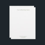 Modern Simple Sage Green Personalized Business Letterhead<br><div class="desc">Add your custom text to this business letter head stationary template. The modern stylish script on the top and the bottom of the paper is editable. This trendy sage green or eucalyptus green and white office paper would be great for a coffee shop, cafe, or bistro. Add the name of...</div>